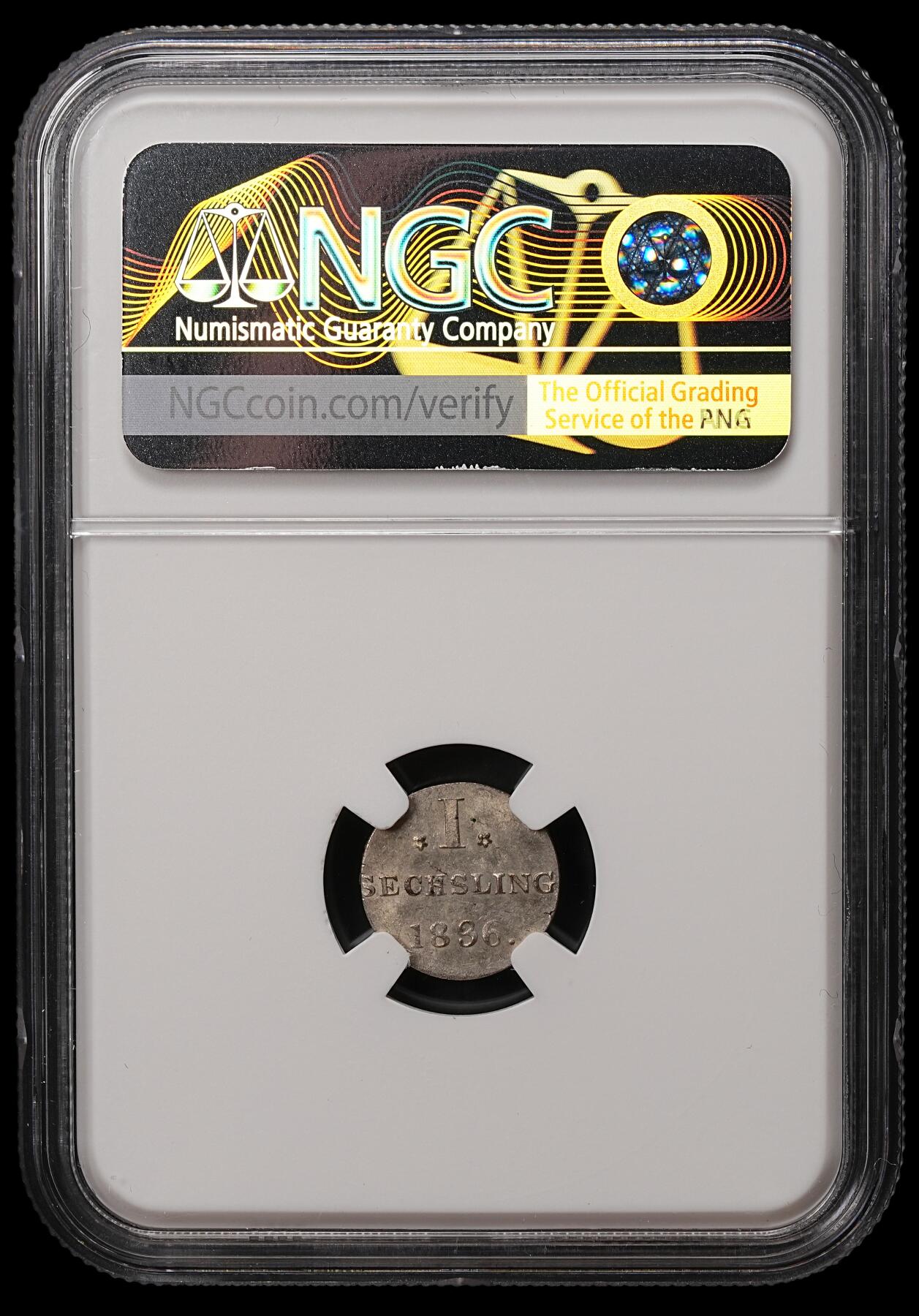 修遠堂世界钱币第108期 NGC MS64 1836年汉堡1先令银币