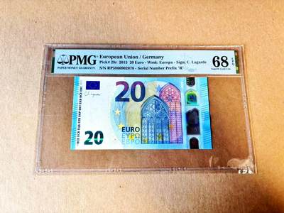【Blue Auction】世界纸币精拍第797期——18级TOP拍卖/信誉/品质/专业/高效💫 - 欧盟 2015年20欧元 PMG68EPQ 超高分 