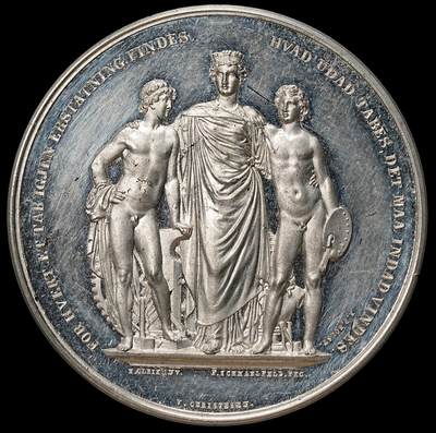 修遠堂世界钱币第108期 -  1872年哥本哈根北欧工业与艺术博览会奖章，白色金属，54.45mm，69.96g