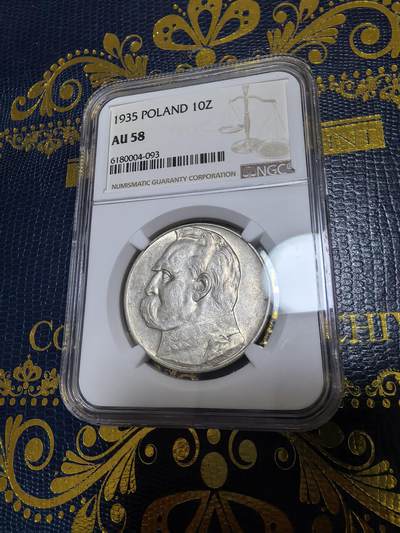 长老汇马年精选第十二场拍卖 - 1935 波兰毕苏斯基10兹罗提银币，NGC AU58分，出分少见，克书MS60分标价200美金