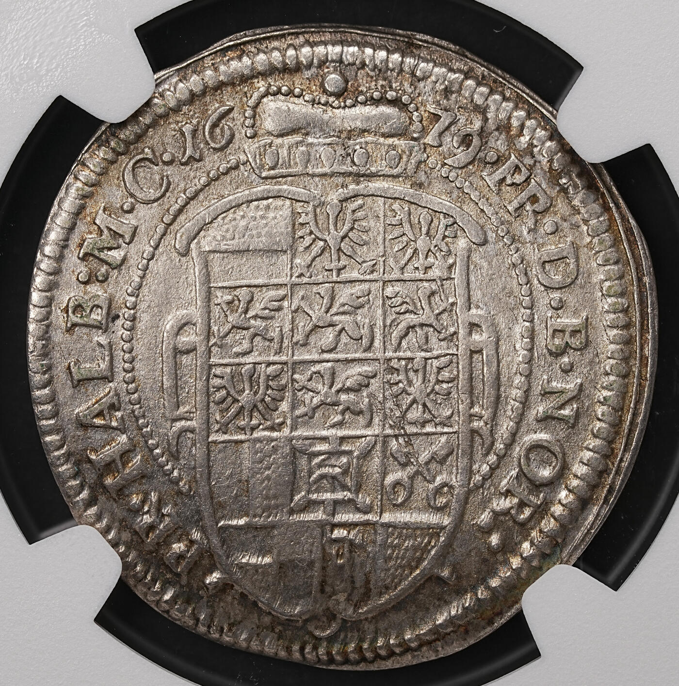 修遠堂世界钱币第108期 NGC MS62 1679 年勃兰登堡 - 安斯巴赫伯国1/6泰勒银币