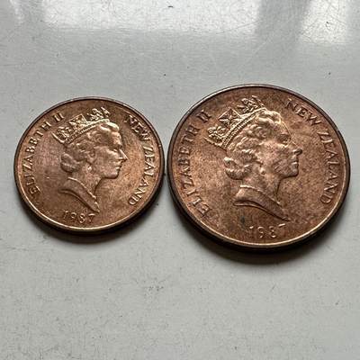 🌹外币初藏🌹🐯2026年第32场   每周二四六晚8️⃣点 接代拍 - 新西兰1987年中年版1-2分一对 带光好品 b