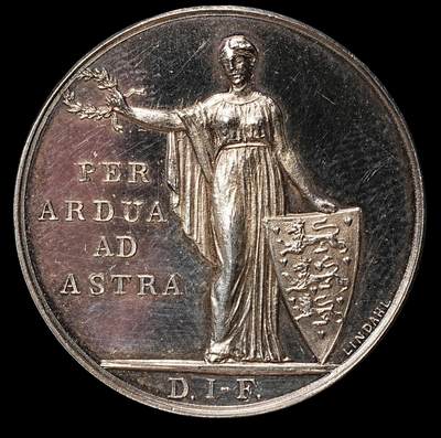 修遠堂世界钱币第108期 -  1909 年丹麦奥胡斯全国展览会银质奖章（DIF 系列），29.00mm，9.25g