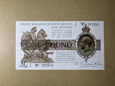 《艾美收藏》第237期-3.22周日外币强钞白金场 - 英格兰1镑 AU 早期国库券 有道不明显的暗折(肉眼几乎不可见) 无47