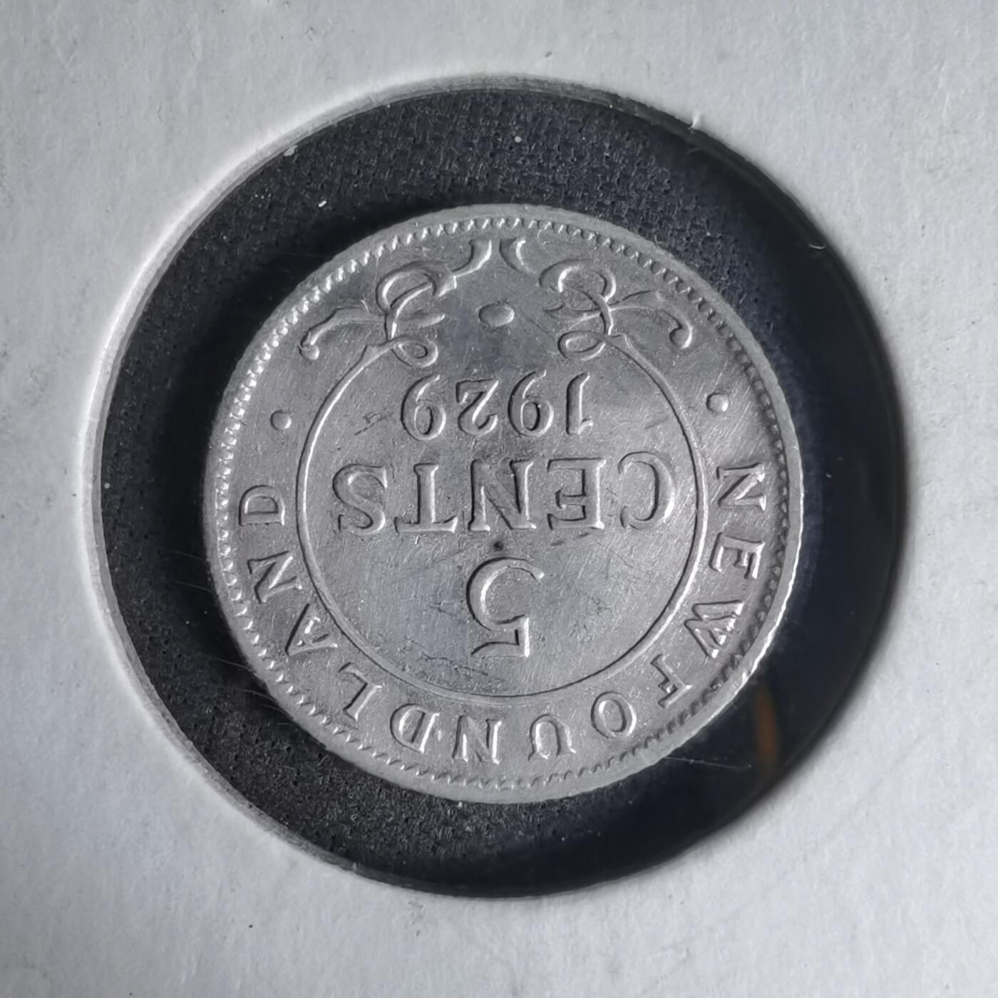 沼泽如烟--第1033场 英属纽芬兰1929年五分银币