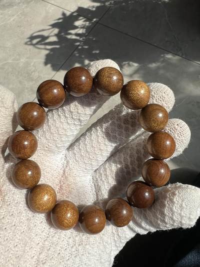零元拍：金丝楠圆珠手串，15MM 金丝满满，满手留香 - 零元拍：金丝楠圆珠手串，15MM 金丝满满，满手留香