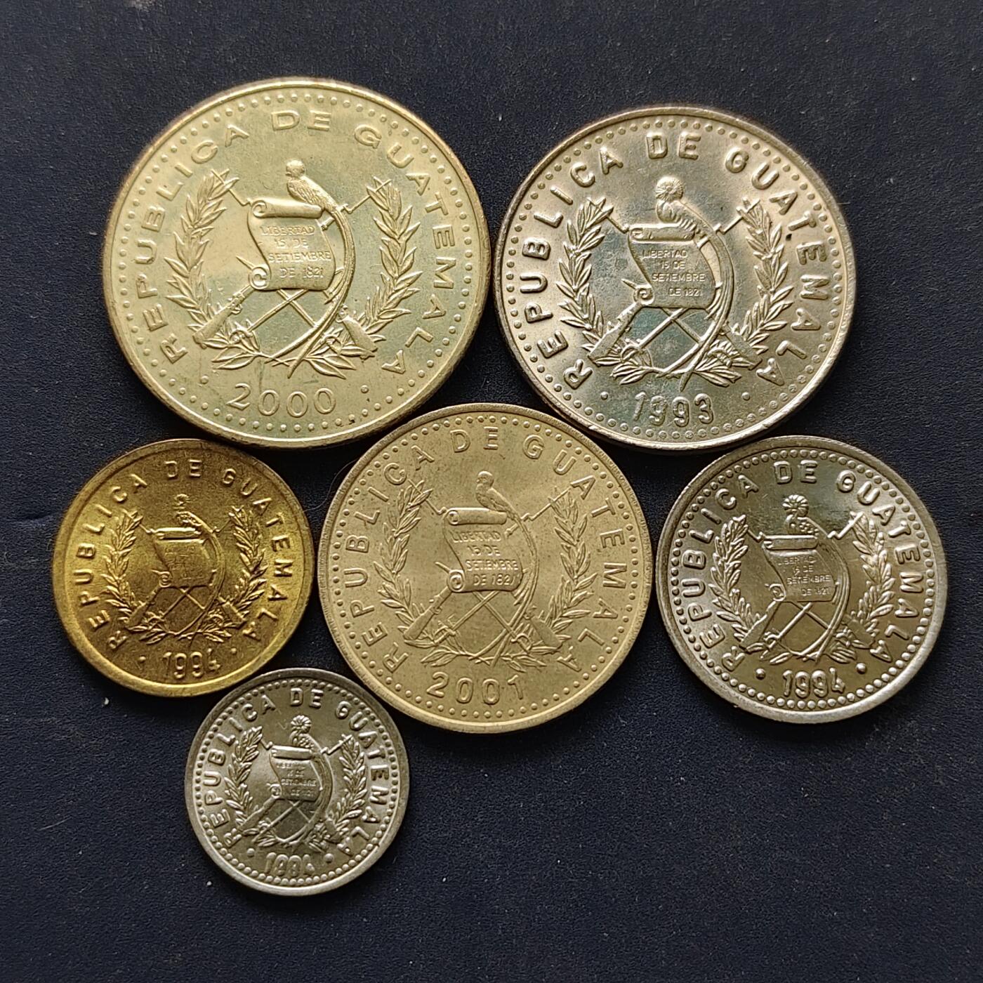 【全场包邮】纯粹捡漏拍514场 危地马拉1994-2001年6枚套币