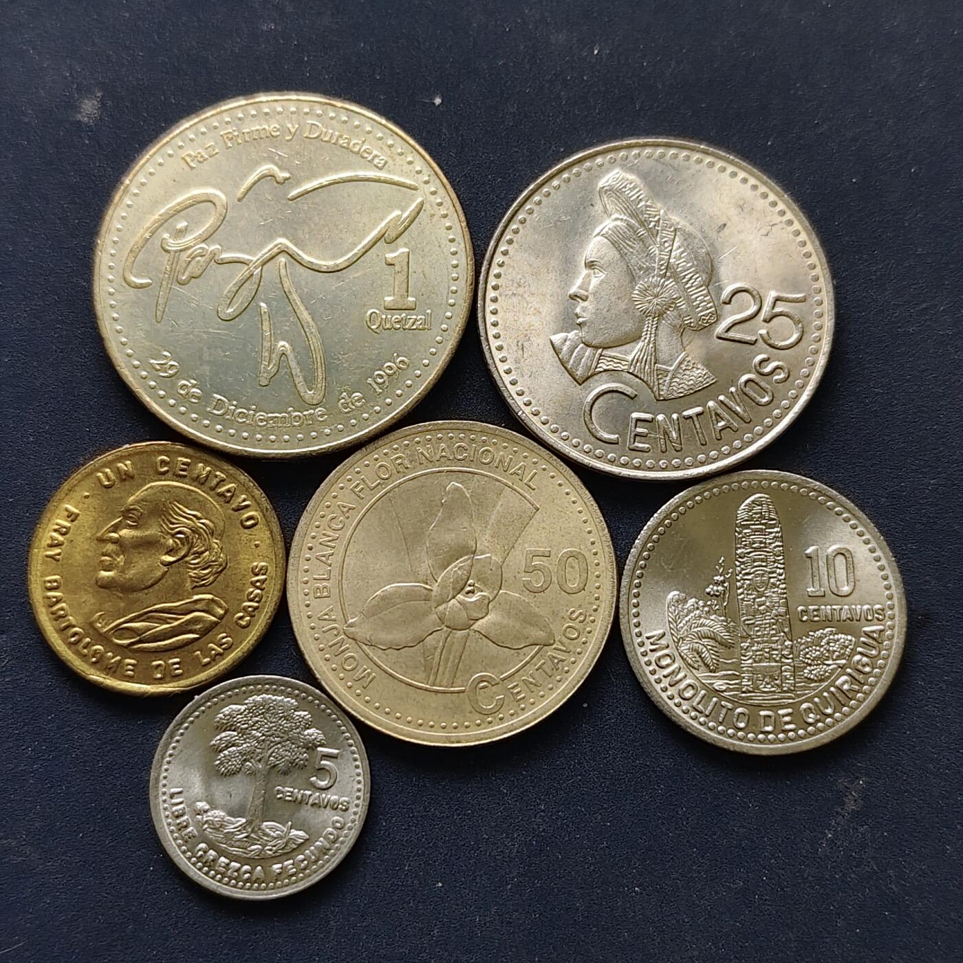 【全场包邮】纯粹捡漏拍514场 危地马拉1994-2001年6枚套币