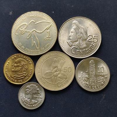 【全场包邮】纯粹捡漏拍522场 危地马拉1994-2001年6枚套币