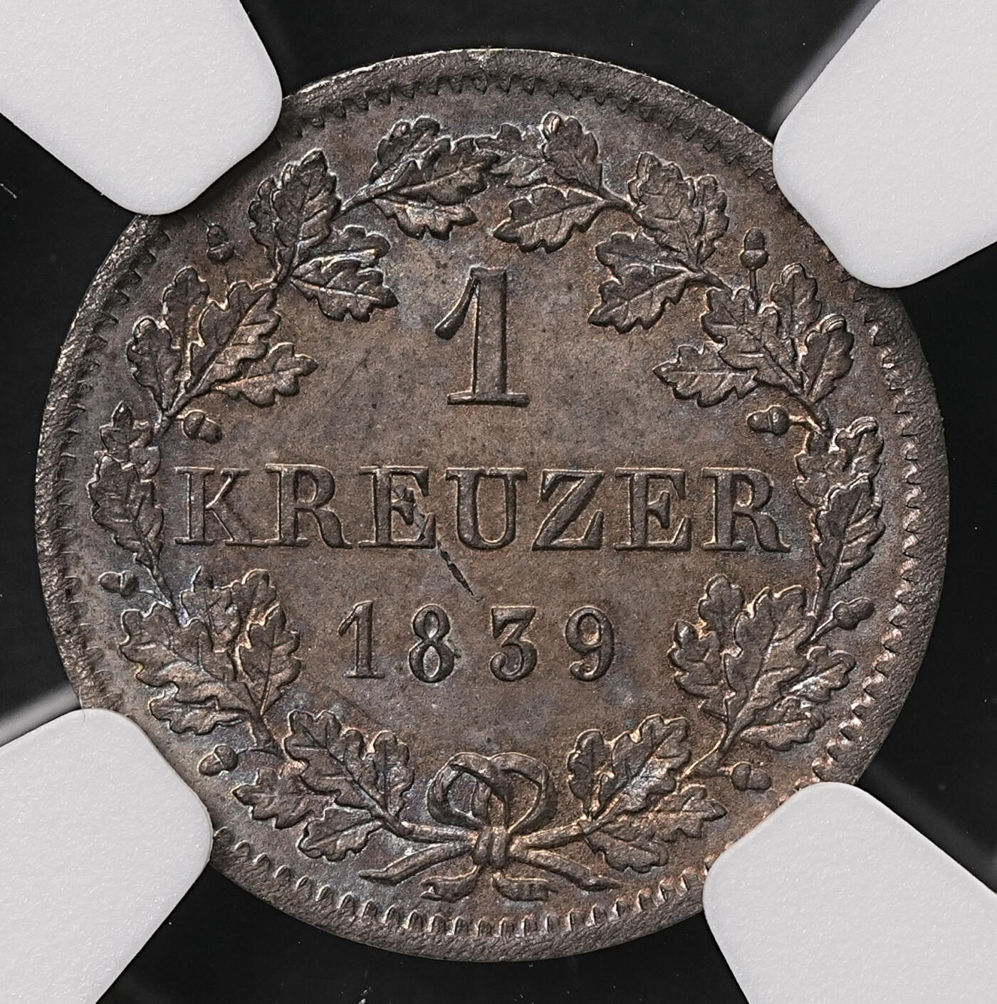 修遠堂世界钱币第108期 NGC MS63 1839年巴伐利亚1克鲁泽银币