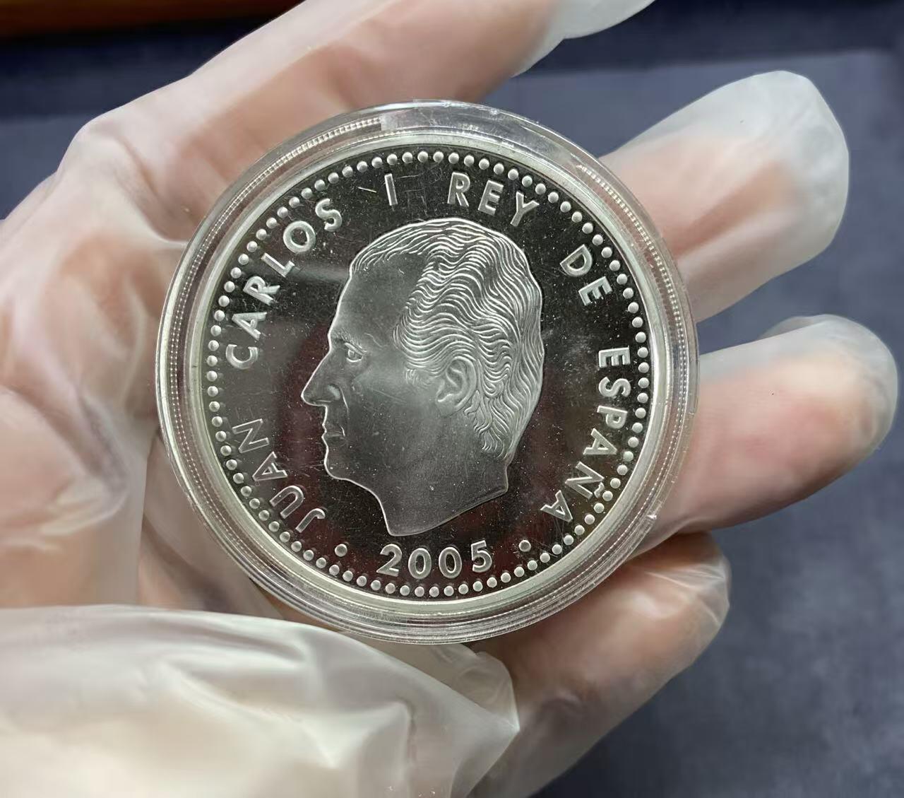 日日生财—方圆世界（全场包邮） 西班牙国王卡洛斯一世10欧元纪念币 （和平与自由欧盟主题）925银 27克