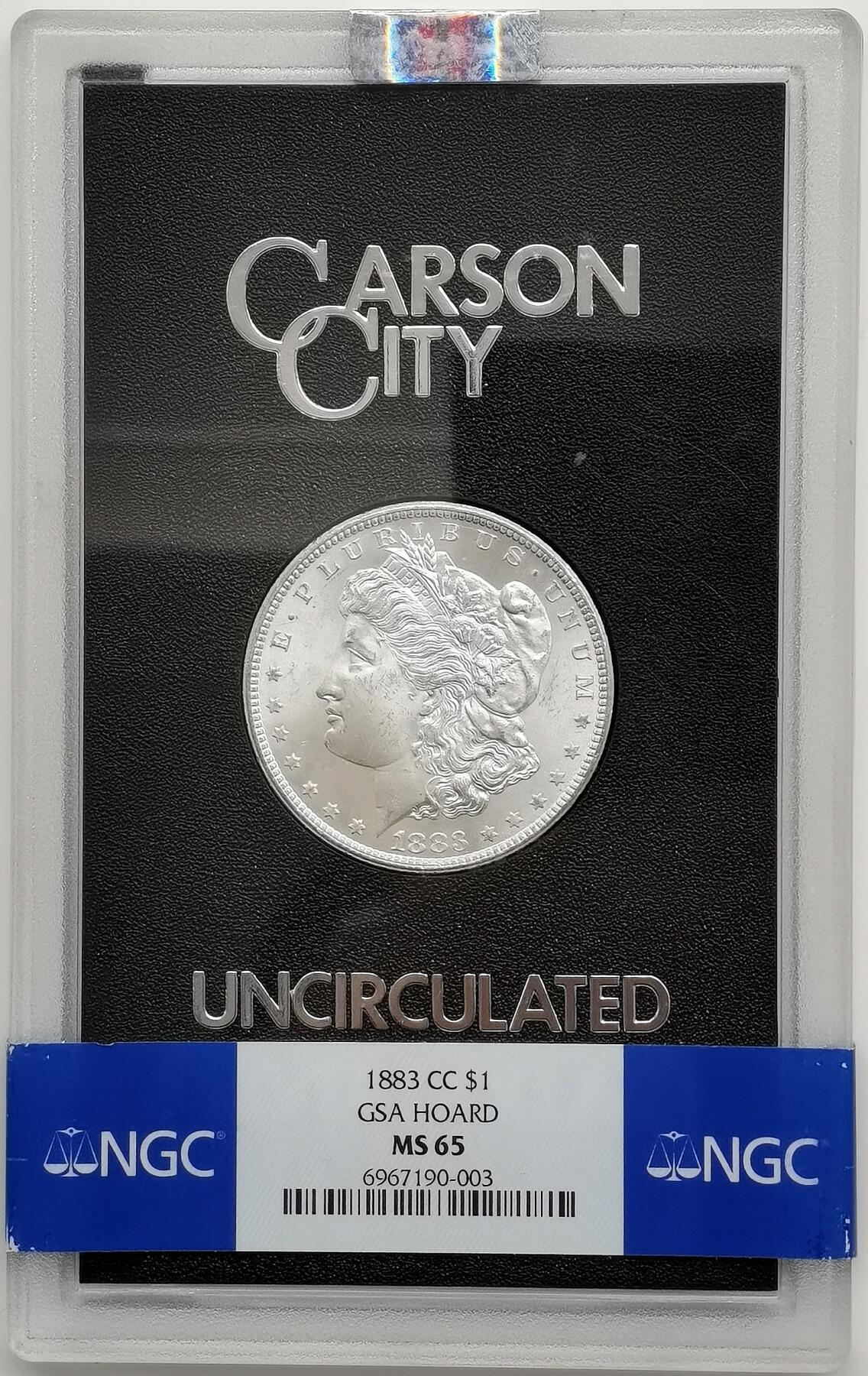 博洋堂“芳菲春韵”3月精品大拍专场暨第166期（全场包邮） NGC MS65 美国1883 CC 摩根银币 稀有卡森厂 GSA绝版大封装 高分难得 车轮转光