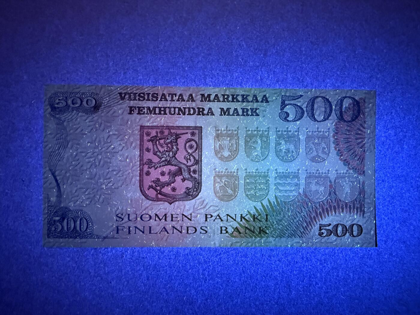 《艾美收藏》第237期-3.22周日外币强钞白金场 芬兰500马克 UNC 1975年 芬兰历史上极具影响力的总统吉科宁 稀少版本 A冠无47
