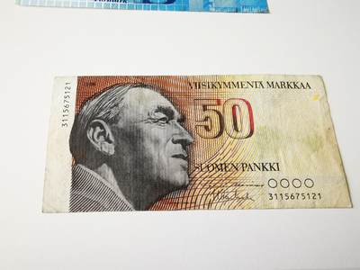 零零发流通品外国纸币拍卖 无佣金 - 芬兰50马克有裂口