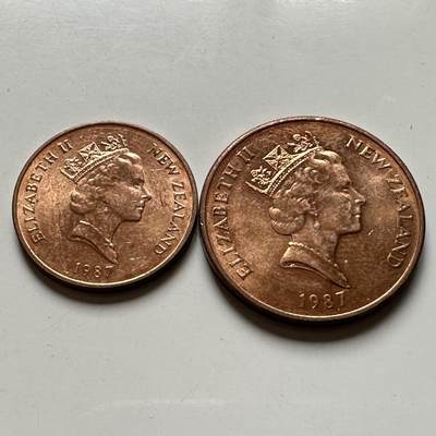 🌹外币初藏🌹🐯2026年第32场   每周二四六晚8️⃣点 接代拍 - 新西兰1987年中年版1-2分一对 带光好品 i