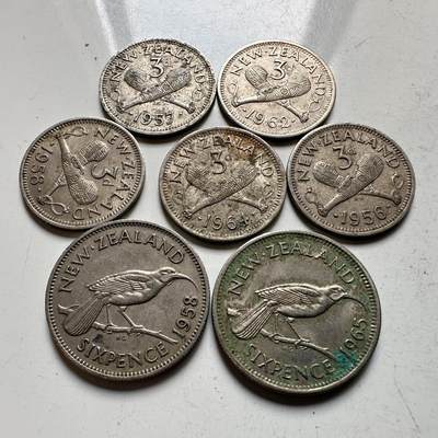 🌹外币初藏🌹🐯2026年第32场   每周二四六晚8️⃣点 接代拍 - 新西兰女王3-6便士一组7枚