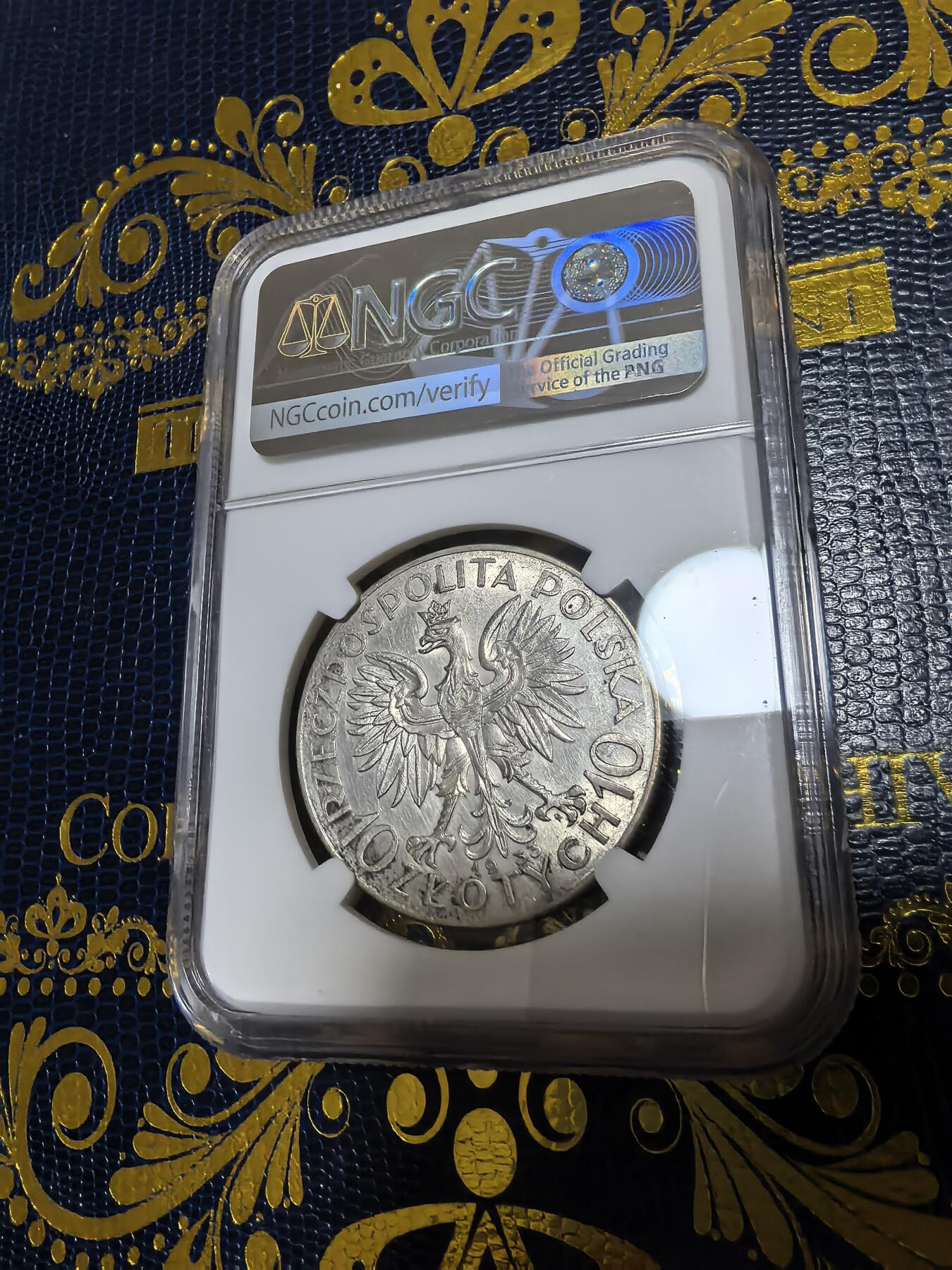 长老汇马年精选第十二场拍卖 1933波兰女王10兹罗提银币，22克750银，NGC AUD