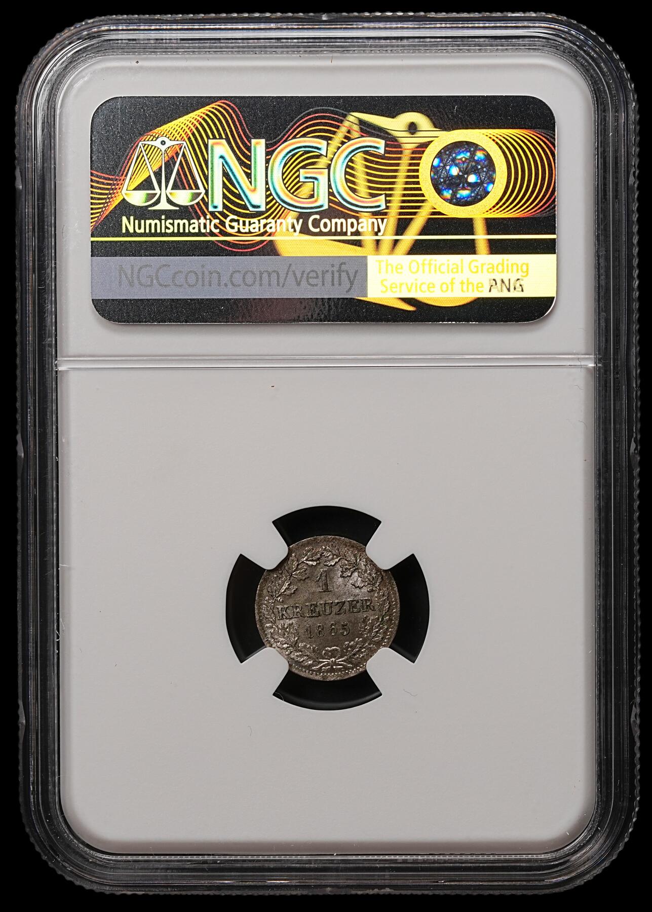 修遠堂世界钱币第108期 NGC MS64 1865年巴伐利亚1克鲁泽银币