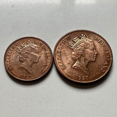 🌹外币初藏🌹🐯2026年第32场   每周二四六晚8️⃣点 接代拍 - 新西兰1987年中年版1-2分一对 带光好品 f