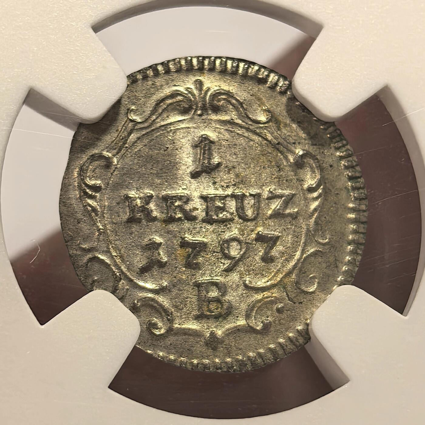 博洋堂世界钱币拍卖第165期（全场包邮） NGC MS63 德国普鲁士1797年1克鲁泽银币