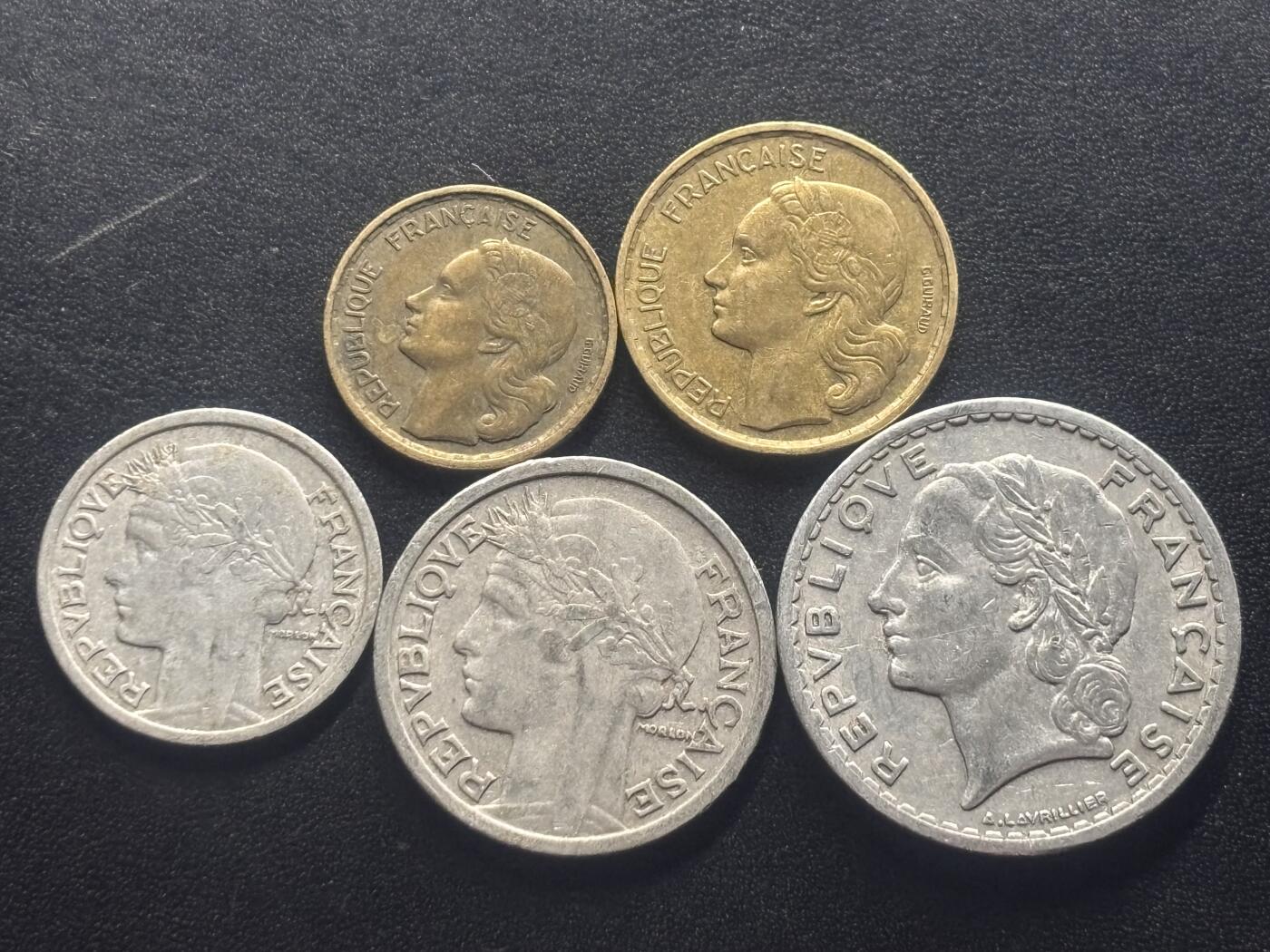 邮泉阁限时拍卖第四十三场（硬币在国外。请付邮费6元。） 法国第四共和国5枚