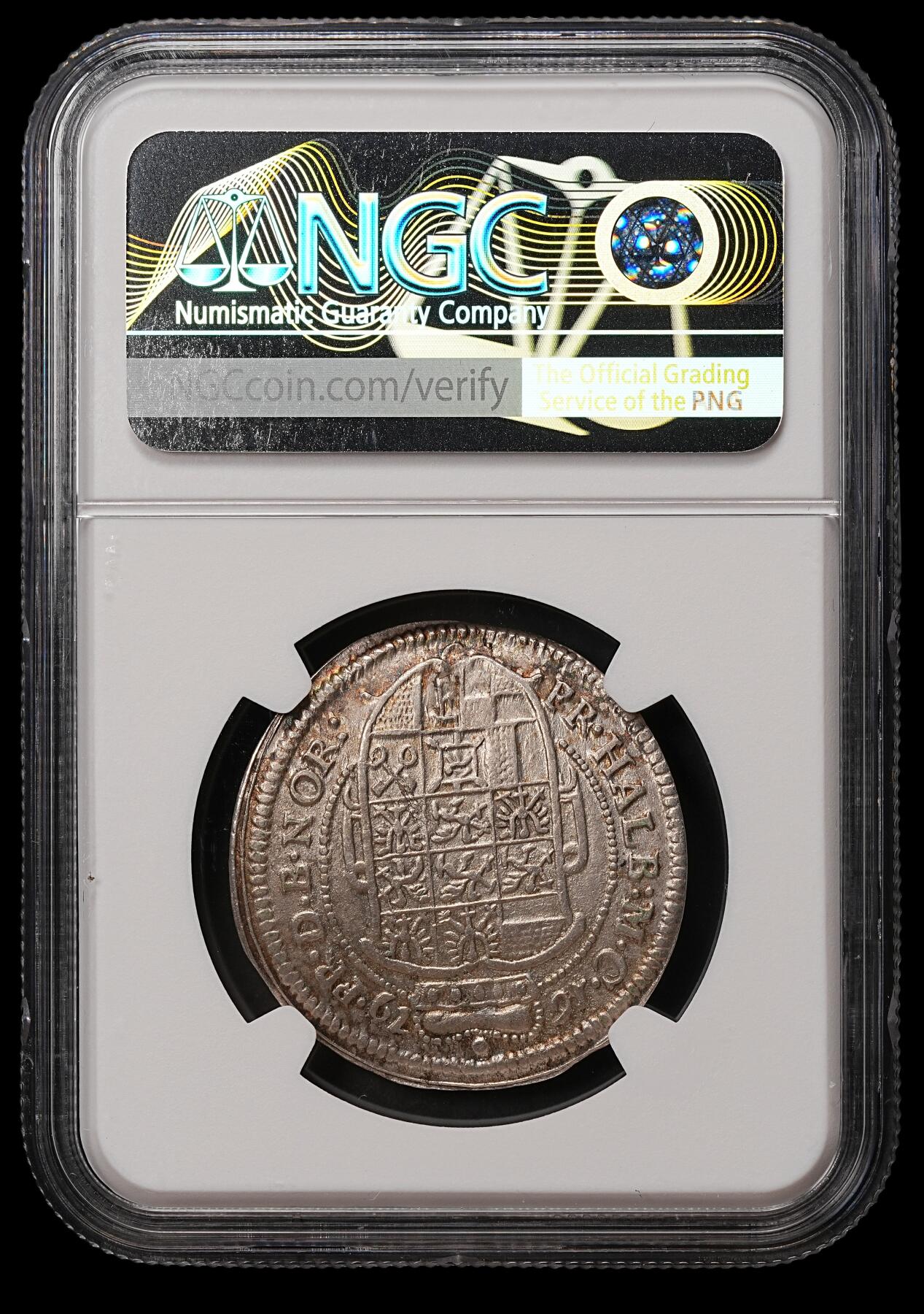 修遠堂世界钱币第108期 NGC MS62 1679 年勃兰登堡 - 安斯巴赫伯国1/6泰勒银币