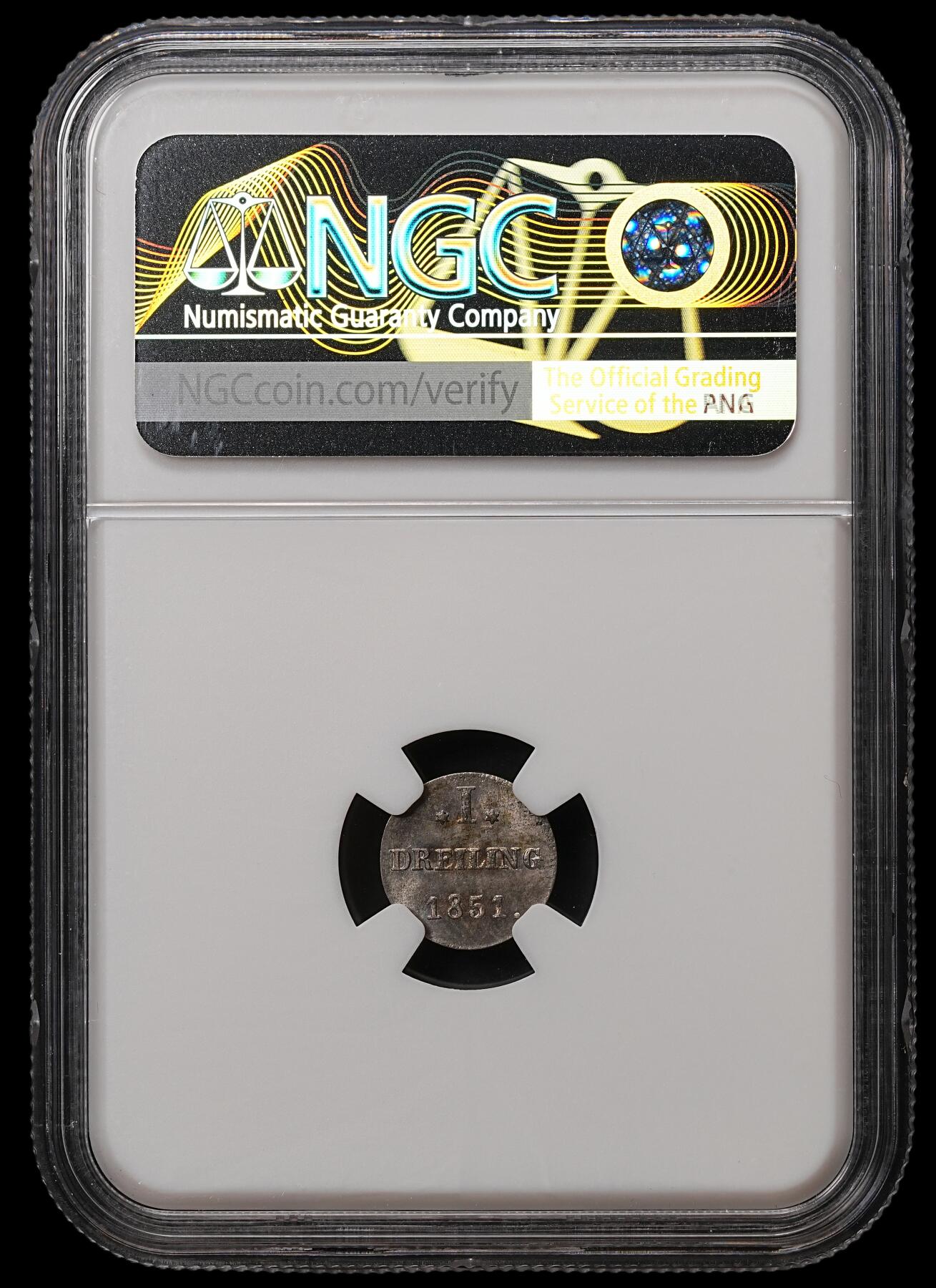 修遠堂世界钱币第108期 NGC MS64 1851年汉堡1德雷林（ 3 芬尼 ）银币