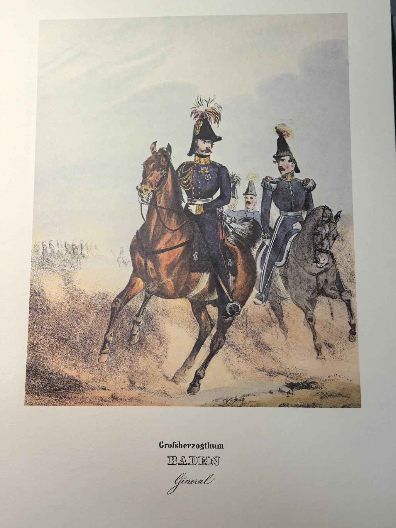 盛世勋华——号角文化勋章邮票专场拍卖第309期 大尺寸手绘图卡 巴登大公国将军 大A4尺寸 翻印自1848年出版《德意志陆军》一书