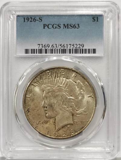 博洋堂“芳菲春韵”3月精品大拍专场暨第166期（全场包邮） - PCGS MS63 美国1926 S 和平 稀有年份版别的和平银元 中国市场少见 转光犀利 打制精细 双面覆盖老包浆