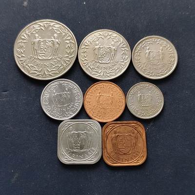 【全场包邮】纯粹捡漏拍522场 苏里南1982-1989年8枚套币-含1/5分2个版本