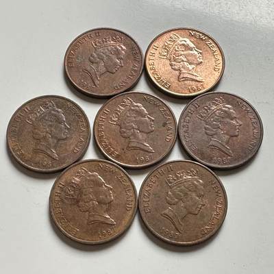 🌹外币初藏🌹🐯2026年第32场   每周二四六晚8️⃣点 接代拍 - 新西兰1987年中年版2分 一组7枚