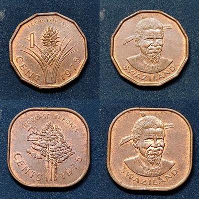 【全场包邮】纯粹捡漏拍522场 斯威士兰1975-1981年FAO纪念币5枚套币