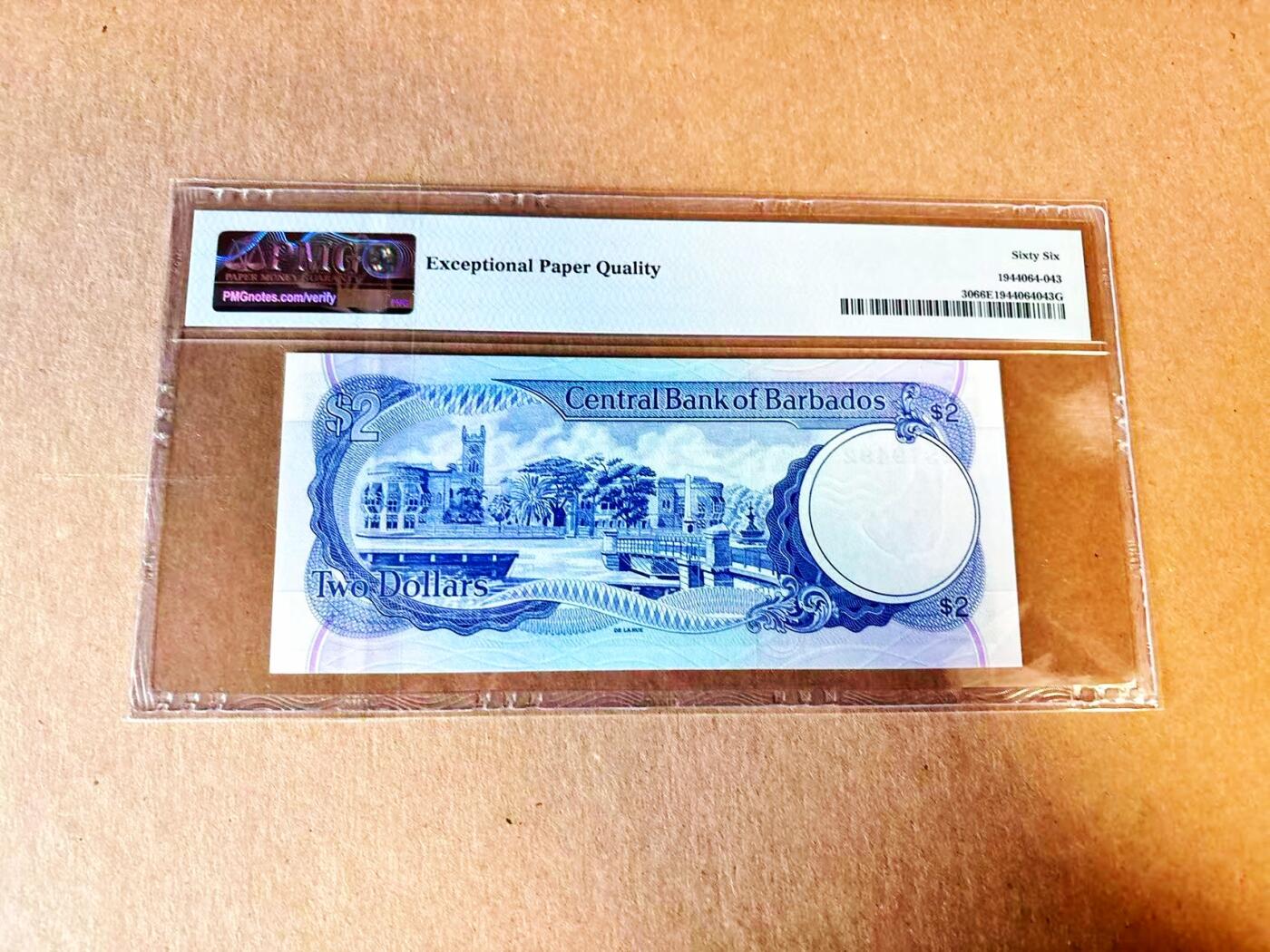 【Blue Auction】世界纸币精拍第797期——18级TOP拍卖/信誉/品质/专业/高效💫 巴巴多斯 1980年2元 PMG66EPQ 