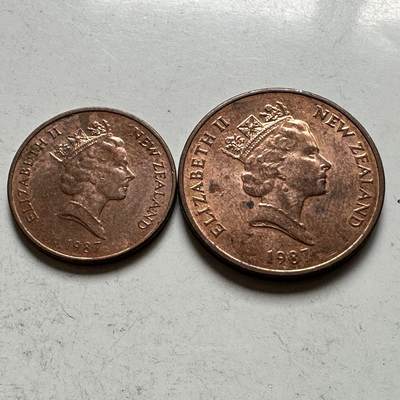 🌹外币初藏🌹🐯2026年第32场   每周二四六晚8️⃣点 接代拍 - 新西兰1987年中年版1-2分一对 带光好品 d