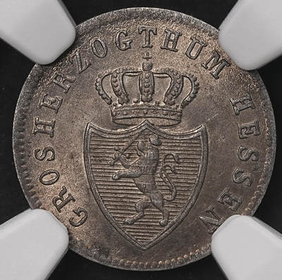 修遠堂世界钱币第108期 - NGC MS65 1837 年黑森 - 达姆施塔特1克鲁泽银币