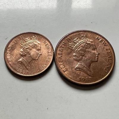 🌹外币初藏🌹🐯2026年第32场   每周二四六晚8️⃣点 接代拍 - 新西兰1987年中年版1-2分一对 带光好品 e