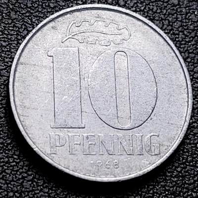 泉币菌-第214场-二月二 龙抬头 专场 拍品多 请提前出价（工作最近较忙 发货不及时，望理解） - 21mm 民主德国 1968年 10芬尼 铝币 