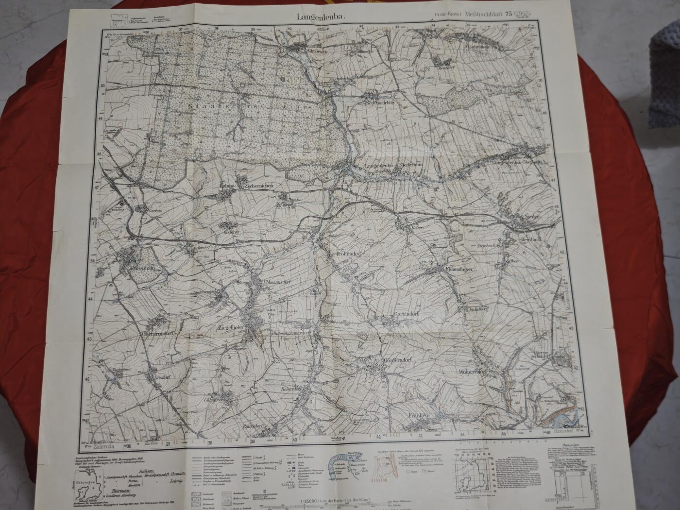 橙子收藏第六期 1908年出版 德国萨克森州与图林根州的边境丘陵地带，核心区域为朗根洛伊巴。1935年的局部增补，是纳粹德国为入侵捷克斯洛伐克（“绿色方案”）做的战前准备。