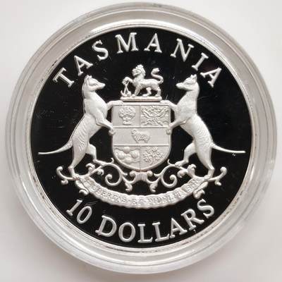 博洋堂世界钱币拍卖第165期（全场包邮） - 澳大利亚1991年10元精制银币 澳大利亚州系列-塔斯马尼亚 20克925银 发行量:约2.8万 盒证全