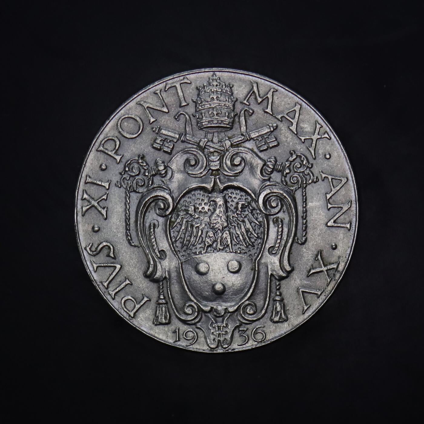 观钱 近现代机制币拍卖No.005（全场顺丰包邮，不区分偏远地区）   梵蒂冈 1936 年 2 里拉“好牧人”镍币（梵蒂冈城国早期里拉硬币），古典主义雕刻风格精湛，宗教题材富有感染力。