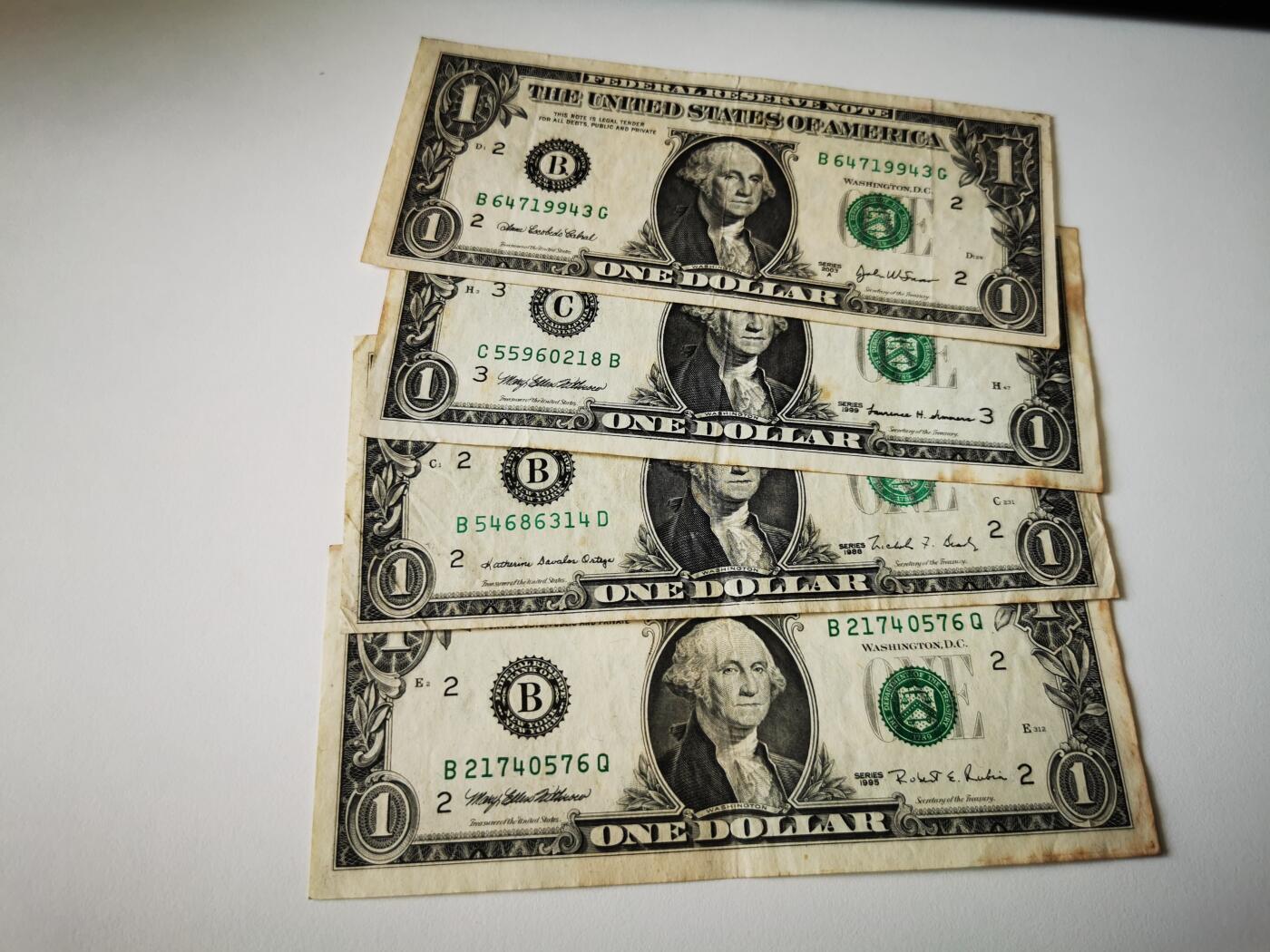 零零发流通品外国纸币拍卖 无佣金 美元四张