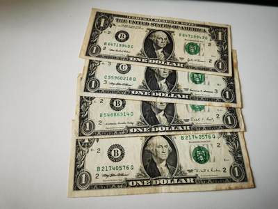 零零发流通品外国纸币拍卖 无佣金 - 美元四张