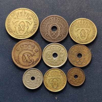 【全场包邮】纯粹捡漏拍514场 - 丹麦1917-1927年克里斯蒂安十世9枚套币