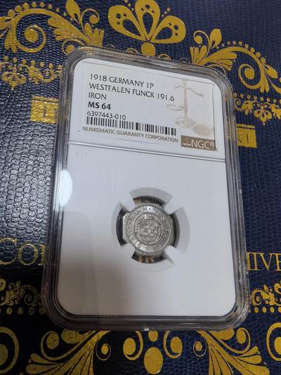 长老汇马年精选第十二场拍卖 - 1918德紧威斯特法伦1芬尼铁币，NGC MS64，唯一记录