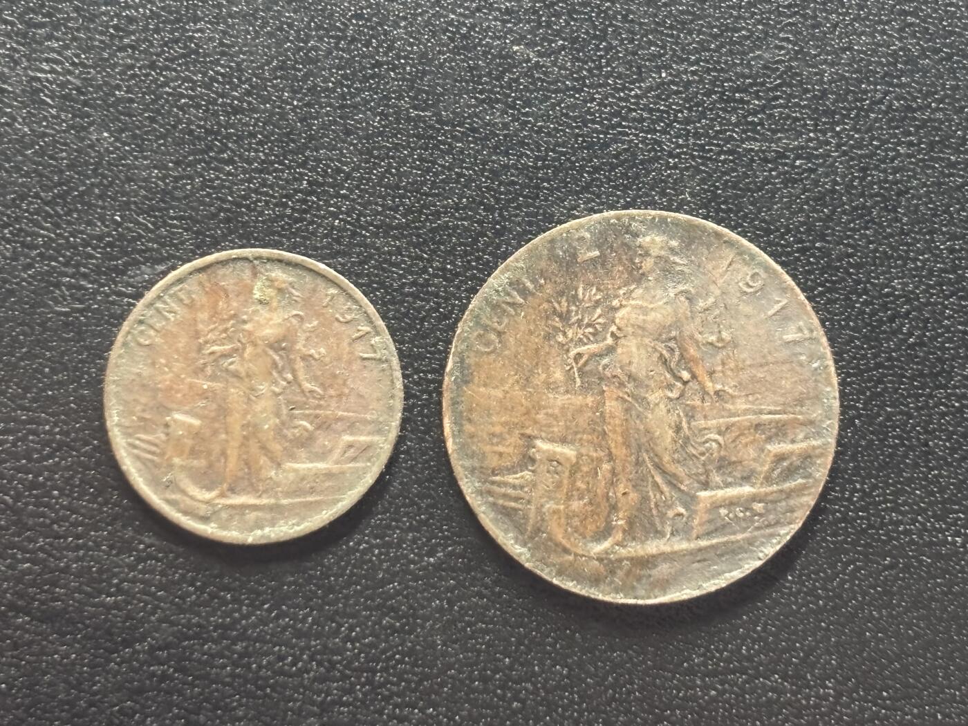 邮泉阁限时拍卖第四十三场（硬币在国外。请付邮费6元。） 意大利王国1917年拿花2枚