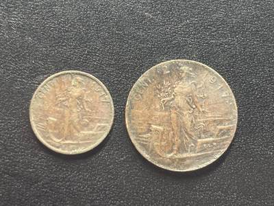 邮泉阁限时拍卖第四十三场（硬币在国外。请付邮费6元。） - 意大利王国1917年拿花2枚