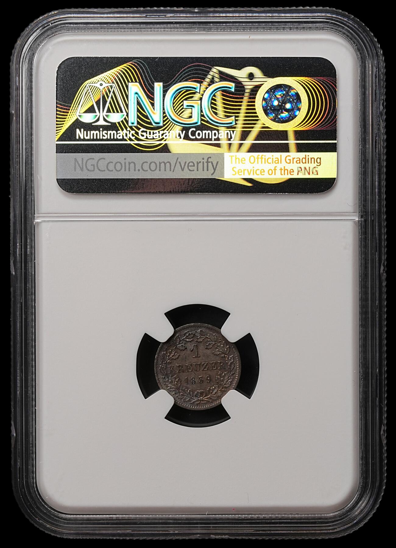 修遠堂世界钱币第108期 NGC MS63 1839年巴伐利亚1克鲁泽银币