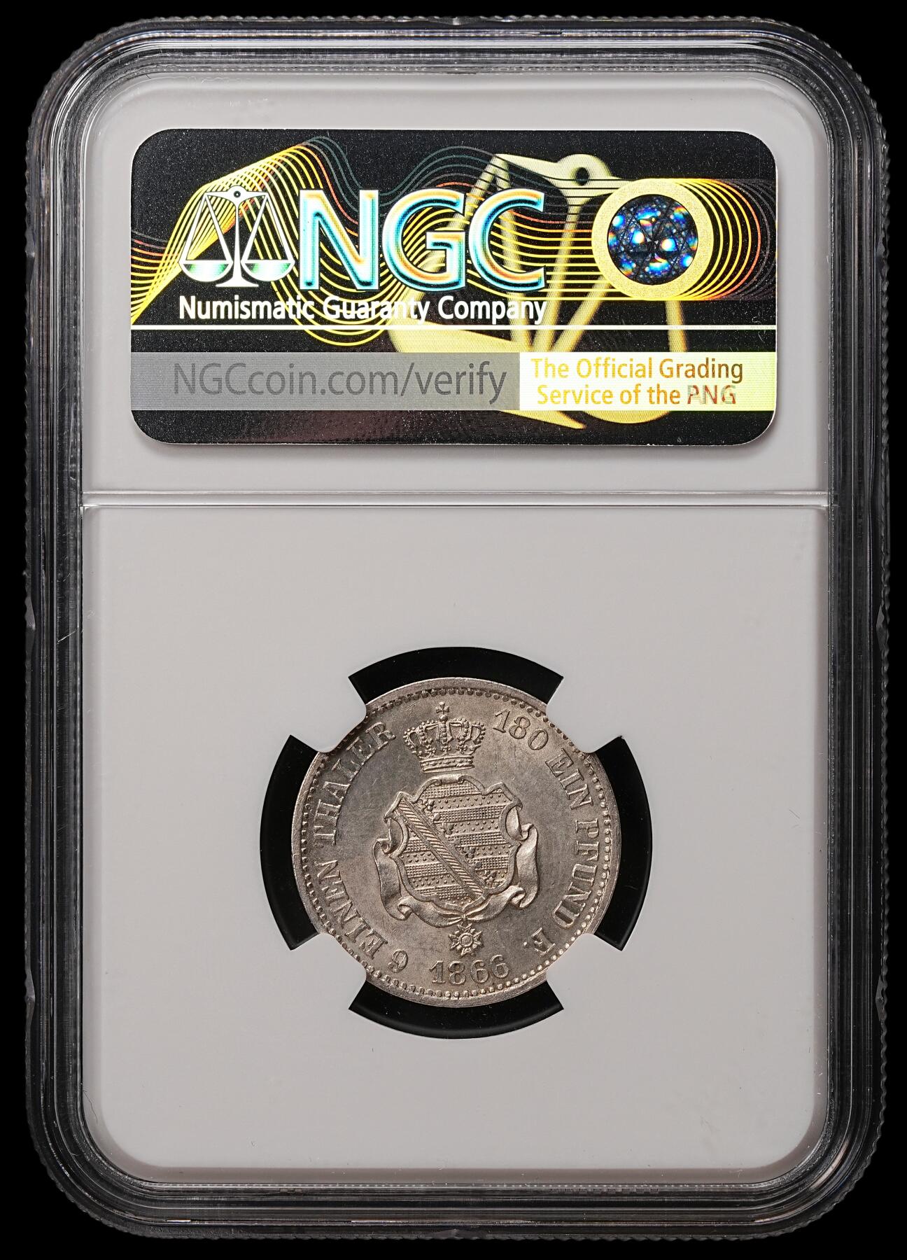 修遠堂世界钱币第108期 NGC MS63 1866年萨克森1/6泰勒银币
