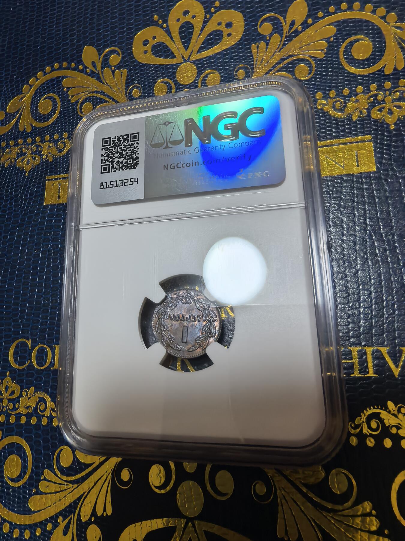 长老汇马年精选第十二场拍卖 1878K希腊乔治一世1雷普塔铜币，NGC MS62BN，NGC官网60分100美金