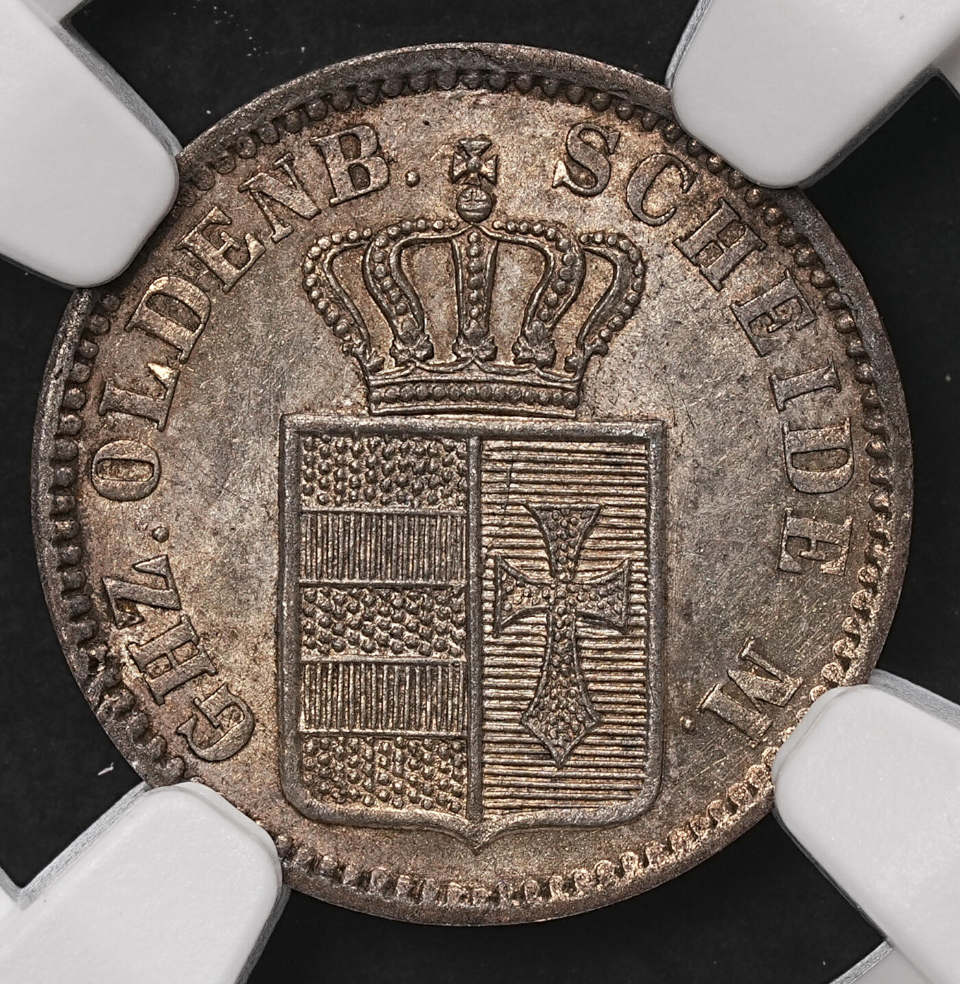 修遠堂世界钱币第108期 NGC MS62 1866年奥尔登堡1/2 格罗申银币